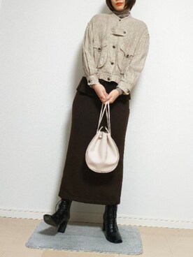 「MERCURYDUO（マーキュリーデュオ）のアイテム（ブーツ）」を使った、ritzさん（レディース・162cm）の冬コーディネート