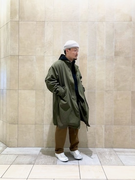 「URBAN RESEARCH Sonny Label（アーバンリサーチサニーレーベル）のアイテム（モッズコート）」を使った、Jun さん（メンズ・176cm）の冬コーディネート