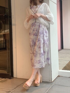 「クリアサンダル」｜「アイテム（ジャケット/アウター）」を使った、kayo yoshizawaさん（レディース・148cm）の夏コーディネート