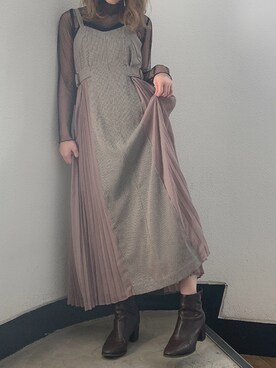 「dazzlin（ダズリン）のサイドプリーツドレスジャンスカ（ワンピース）」を使った、kayo yoshizawaさん（レディース・148cm）の夏コーディネート