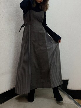 「dazzlin（ダズリン）のサイドプリーツドレスジャンスカ（ワンピース）」を使った、kayo yoshizawaさん（レディース・148cm）の秋コーディネート