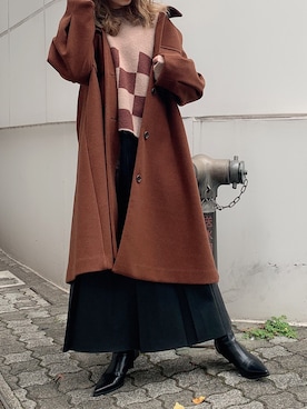 「アイテム（その他アウター、ブラウン系）」を使った、kayo yoshizawaさん（レディース・148cm）の秋コーディネート