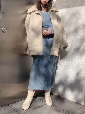 「ダズリン」｜「アイテム（ブルゾン）」を使った、kayo yoshizawaさん（レディース・148cm）の冬コーディネート