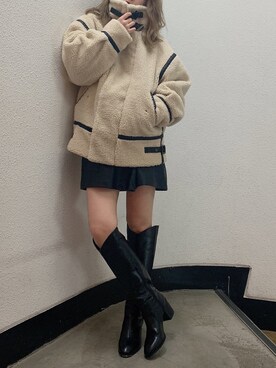 「ダズリン」｜「アイテム（ブルゾン）」を使った、kayo yoshizawaさん（レディース・148cm）の冬コーディネート