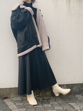 「ダズリン」｜「アイテム（ブルゾン）」を使った、kayo yoshizawaさん（レディース・148cm）の冬コーディネート