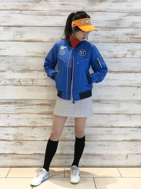 「ゴルフコーデ」｜「アイテム（ブルゾン）」を使った、BEAMS GOLFさん（レディース・175cm）の秋コーディネート