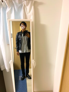 「Confirm（コンファーム）のアイテム（ライダースジャケット）」を使った、Masaさん（メンズ・180cm）の春コーディネート