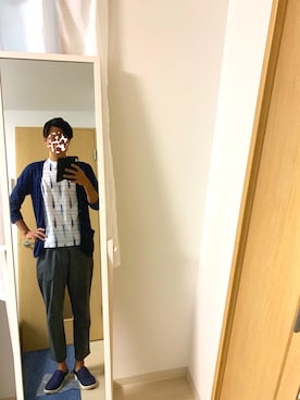 「tk.TAKEO KIKUCHI」｜「アイテム（スリッポン）」を使った、Masaさん（メンズ・180cm）の春コーディネート