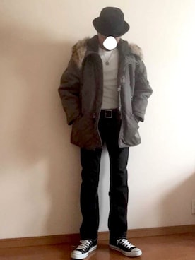 「FREEWHEELERS（フリーホイーラーズ）のアイテム（帽子）」を使った、mさん（メンズ・171cm）の冬コーディネート