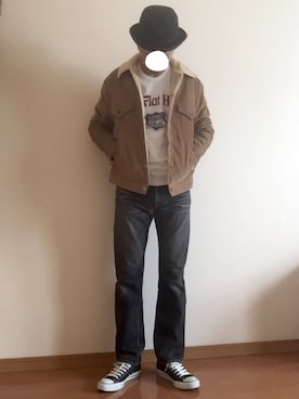 「FREEWHEELERS（フリーホイーラーズ）のアイテム（帽子）」を使った、mさん（メンズ・171cm）の冬コーディネート
