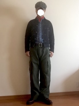 「The Flat Head（ザ・フラットヘッド）のアイテム（パンツ）」を使った、mさん（メンズ・171cm）の春コーディネート