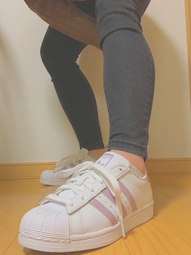 「adidas（アディダス）のadidas アディダス SUPERSTAR W スーパースター DB3347  ABC-MART限定 WHT/VISION（スニーカー）」を使った、まぁ🐰さん（レディース・153cm）の冬コーディネート
