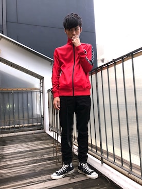 「MARCELO BURLON（マルセロ・バーロン）のアイテム（ブルゾン）」を使った、Taka Shouさん（メンズ・174cm）の春コーディネート