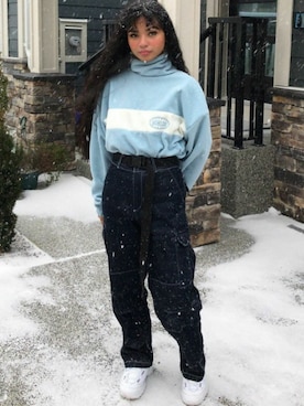 「blue」｜「アイテム（スウェット）」を使った、Zen_Zinさん（レディース・163cm）の冬コーディネート