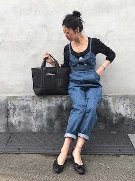 「KIKKA THE DIARY OF（キッカ　ザ　ダイアリー　オブ）のアイテム（オールインワン・サロペット）」を使った、euro flat PRESS lisaさん（レディース・157cm）の春コーディネート