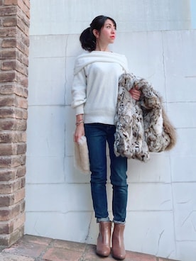 「ファークラッチ」｜「アイテム（ブーツ）」を使った、euro flat PRESS lisaさん（レディース・157cm）の冬コーディネート