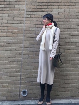 「リブタートルネック」｜「アイテム（アクセサリー）」を使った、euro flat PRESS lisaさん（レディース・157cm）の冬コーディネート