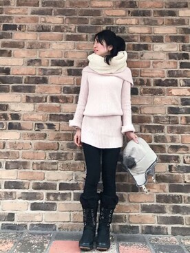 「SUPER FIT（スーパーフィット）のアイテム」を使った、euro flat PRESS lisaさん（レディース・157cm）の冬コーディネート