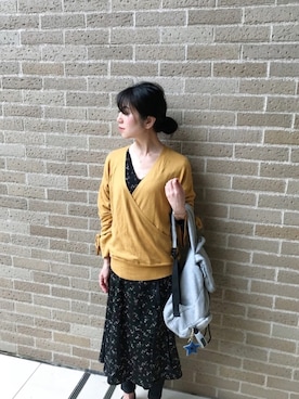 「カシュクールニット」｜「アイテム（ワンピース/ドレス）」を使った、euro flat PRESS lisaさん（レディース・157cm）の春コーディネート