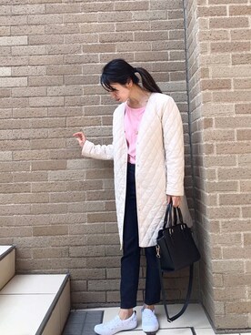 「中綿」｜「アイテム（その他アウター）」を使った、euro flat PRESS lisaさん（レディース・157cm）の春コーディネート
