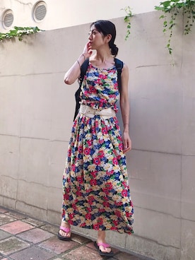 「スター」｜「アイテム（ワンピース/ドレス）」を使った、euro flat PRESS lisaさん（レディース・157cm）の夏コーディネート