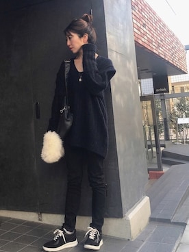 「ゆったりシルエット」｜「アイテム（アクセサリー）」を使った、euro flat PRESS lisaさん（レディース・157cm）の冬コーディネート