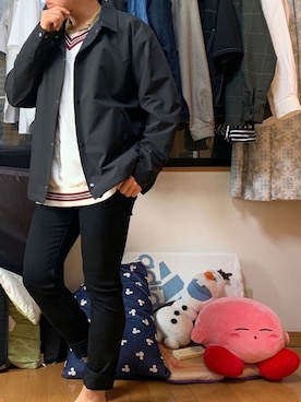 「GU（ジーユー）の（GU）スキニーフィットジーンズ（MEN ⁄ ジーンズ）」を使った、戯風さん（メンズ・164cm）の秋コーディネート