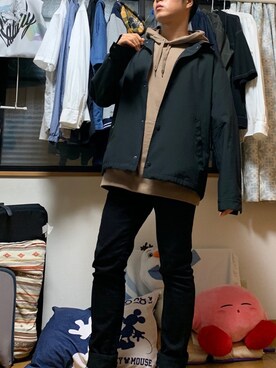 「GU（ジーユー）の（GU）スキニーフィットジーンズ（MEN ⁄ ジーンズ）」を使った、戯風さん（メンズ・164cm）の秋コーディネート