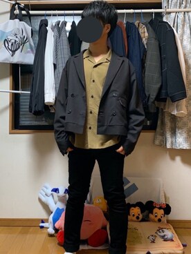 「GU（ジーユー）の（GU）スキニーフィットジーンズ（MEN ⁄ ジーンズ）」を使った、戯風さん（メンズ・164cm）の冬コーディネート