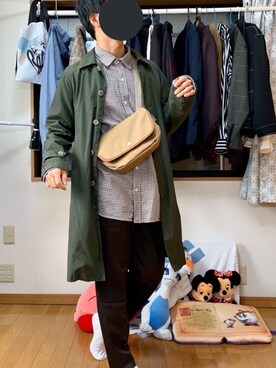 「アイテム（ステンカラーコート）」を使った、戯風さん（メンズ・164cm・20代）の春コーディネート