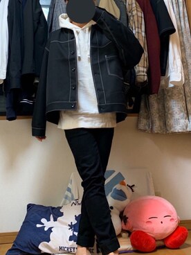 「GU（ジーユー）の（GU）スキニーフィットジーンズ（MEN ⁄ ジーンズ）」を使った、戯風さん（メンズ・164cm）の春コーディネート