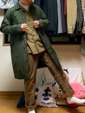 「アイテム（ステンカラーコート）」を使った、戯風さん（メンズ・164cm・20代）の春コーディネート