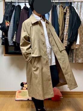 「アイテム（ステンカラーコート）」を使った、戯風さん（メンズ・164cm・20代）の春コーディネート