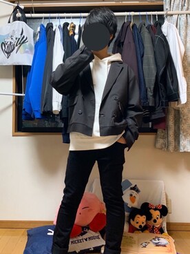 「GU（ジーユー）の（GU）スキニーフィットジーンズ（MEN ⁄ ジーンズ）」を使った、戯風さん（メンズ・164cm）の春コーディネート