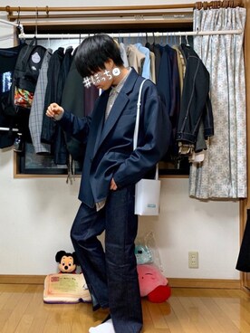 「FREAK'S STORE（フリークスストア）のアイテム（テーラードジャケット）」を使った、戯風さん（メンズ・164cm）の春コーディネート