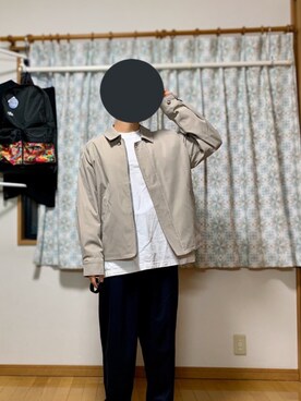 「アイテム（スラックス、ブルー系）」を使った、戯風さん（メンズ・164cm）の冬コーディネート