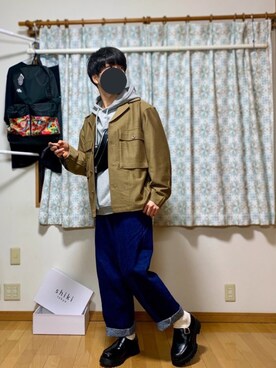 「DOOPZ（ドープス）のアイテム（パーカー）」を使った、戯風さん（メンズ・164cm）の冬コーディネート