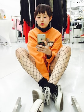 「網タイツ」｜「アイテム（アクセサリー）」を使った、yuiさん（レディース・167cm）の冬コーディネート