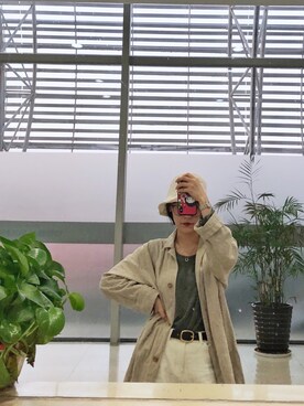 「日系休闲」｜「アイテム（ピーコート）」を使った、Jenny さん（レディース・155cm）の春コーディネート