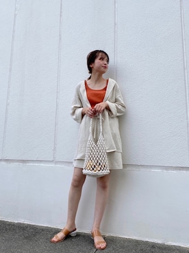 「Kastane（カスタネ）のアイテム（ノーカラージャケット）」を使った、f.harukaさん（レディース・155cm）の春コーディネート