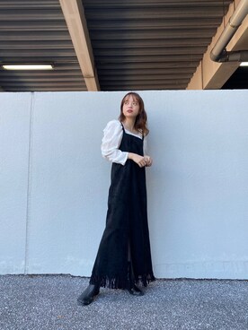 「コーディネート」｜「アイテム（ジャンパースカート）」を使った、f.harukaさん（レディース・155cm）の秋コーディネート