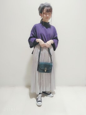 「earth music&ecology（アースミュージックアンドエコロジー）のリバーシブベレー帽 ＊（ハンチング/ベレー帽）」を使った、ゆいさん（レディース・147cm）の秋コーディネート