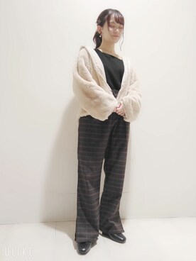 「ボア」｜「アイテム（マウンテンパーカー）」を使った、ゆいさん（レディース・147cm）の秋コーディネート