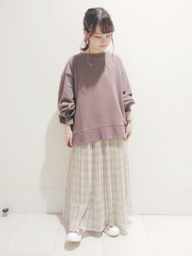 「earth music&ecology（アースミュージックアンドエコロジー）のアイテム（スウェット）」を使った、ゆいさん（レディース・147cm）の秋コーディネート