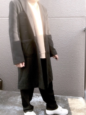 「SEVENDAYS=SUNDAY（セブンデイズサンデイ）のアイテム（チェスターコート）」を使った、こうたろーさん（メンズ・160cm）の冬コーディネート