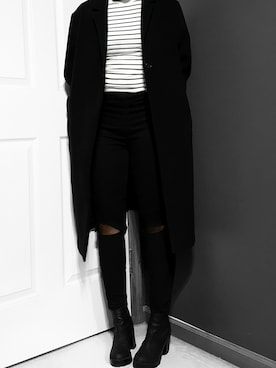 「モノトーンスタイル」｜「アイテム（その他アウター）」を使った、Rinaさん（レディース・160cm）の春コーディネート