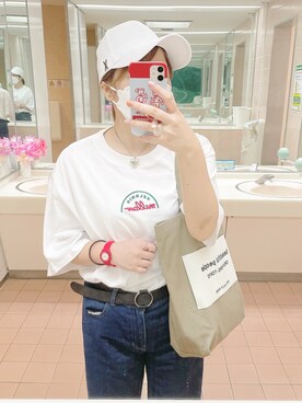 「kutir（クティール）のkutirlune／【調節自由】サークルリングベルト（ベルト）」を使った、ゆんさん（レディース・156cm）の夏コーディネート