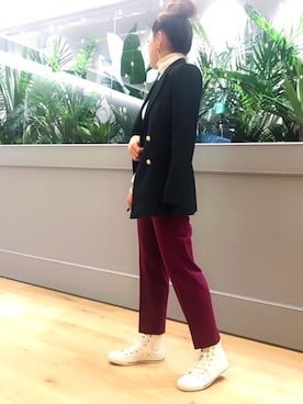 「IENA（イエナ）のLES COYOTES DE PARIS RAVY ジャケット◆（テーラードジャケット、ブルー系）」を使った、meeeeeさん（レディース・160cm）の秋コーディネート