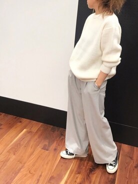 「N.（N. Natural Beauty Basic）（エヌエヌナチュラルビューティーベーシック）のコスミカルウォームパンツ（その他パンツ、グレー系）」を使った、meeeeeさん（レディース・160cm）の秋コーディネート
