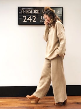 「Spick & Span（スピックアンドスパン）の【TICCA】 タートルミニワンピース◆（チュニック、ベージュ系）」を使った、meeeeeさん（レディース・160cm）の秋コーディネート